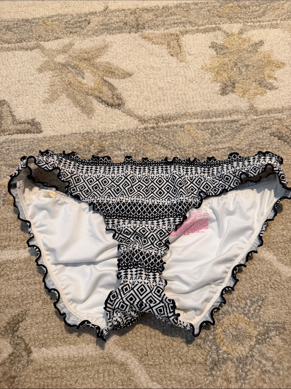 Victoria's Secret Black and White Geometric Bikini Bottoms